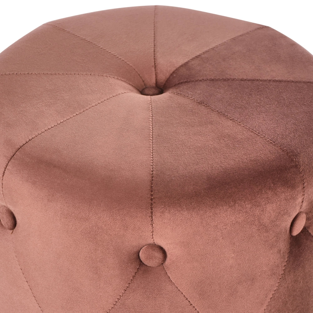 Pouf in velluto marrone ⌀ 40 cm capitonné Poggiapiedi Glamour