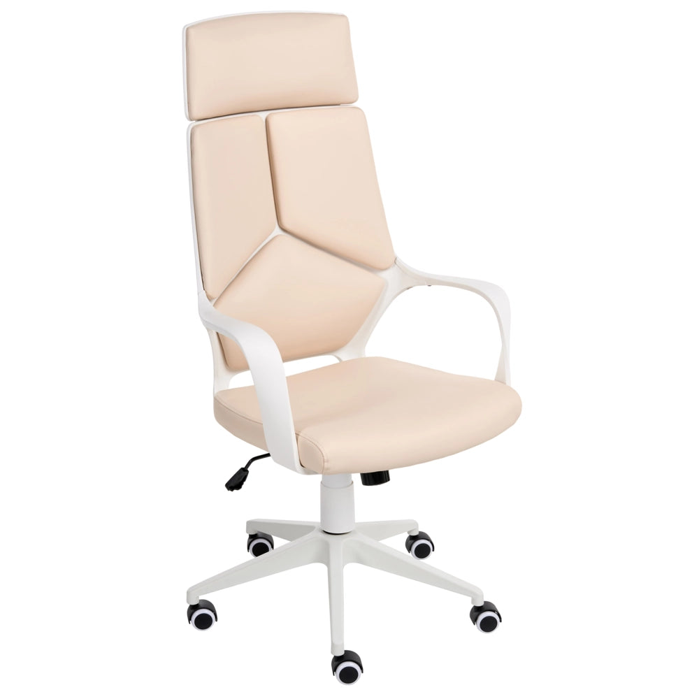 Sedia da scrivania girevole regolabile ecopelle beige chiaro seduta regolabile Schienale reclinabile