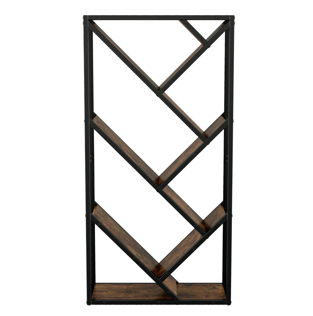 Libreria ad albero 80×35×160 cm, 8 ripiani, MDF e metallo