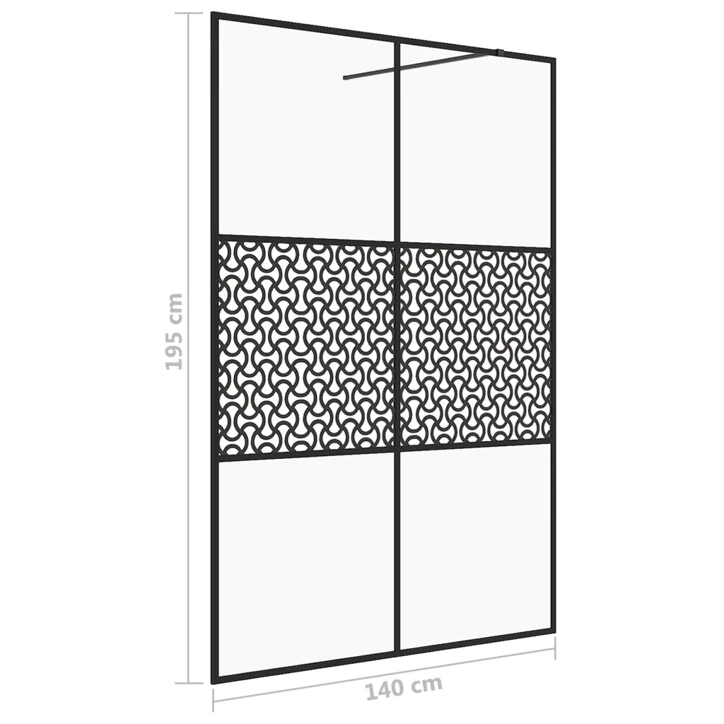 Parete per Doccia Walk-in Vetro Trasparente ESG 140x195cm Nera 151032