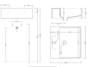 Lavabo sospeso/appoggio 1 foro QUADRO 50 Art ceram