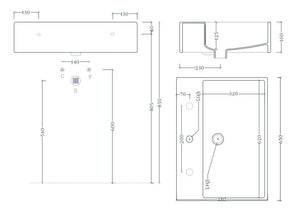 Lavabo sospeso appoggio 1 foro QUADRO 65 Art ceram