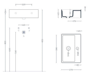 Lavabo sospeso/appoggio 38x27 bianco lucido Scalino-Art ceram