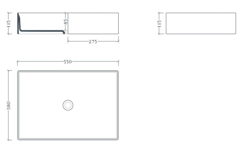 Lavabo appoggio 38x55 bianco lucido Scalino-Art ceram