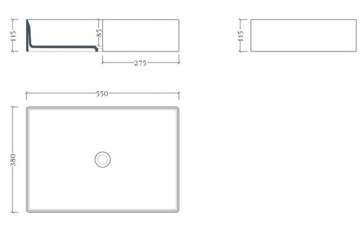 Lavabo appoggio 38x55 bianco lucido Scalino-Art ceram