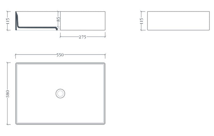 Lavabo appoggio 38x55 bianco lucido Scalino-Art ceram