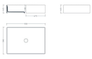 Lavabo appoggio 38x55 bianco lucido Scalino-Art ceram
