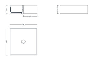 Lavabo appoggio 38x38 bianco lucido Scalino-Art ceram