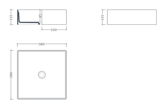Lavabo appoggio 38x38 bianco lucido Scalino-Art ceram