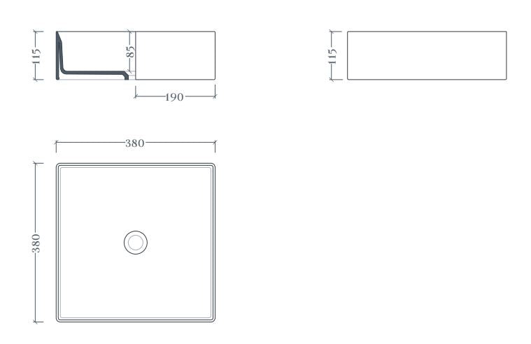 Lavabo appoggio 38x38 bianco lucido Scalino-Art ceram