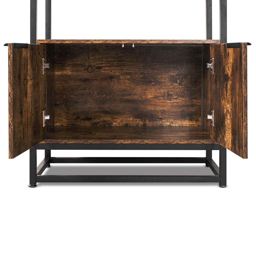 Edo - Libreria scaffale in stile industriale con 3 ripiani a vista e 2 ante, 76x33xH163 cm