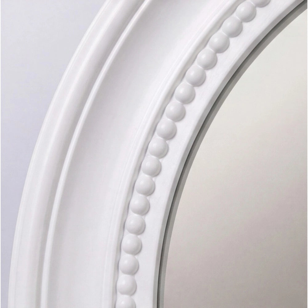 Specchio Decorativo Rotondo MR512 da Parete 45x45 cm Bianco con Bordo Interno Perlinato