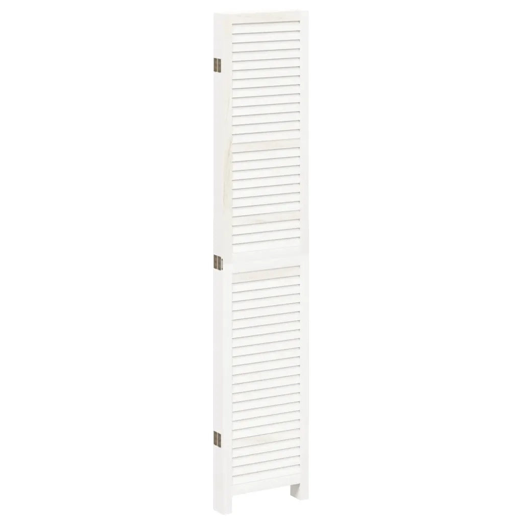 Divisorio Ambienti 5Pannelli Bianco Legno Massello di Paulownia 358839