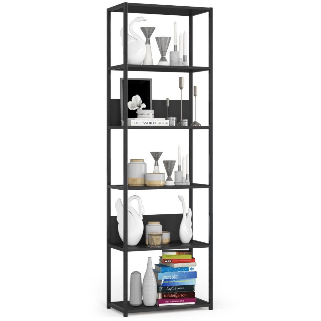 Scaffale stilo loft con ripiani in legno Nera 60 cm 60x32x192 cm