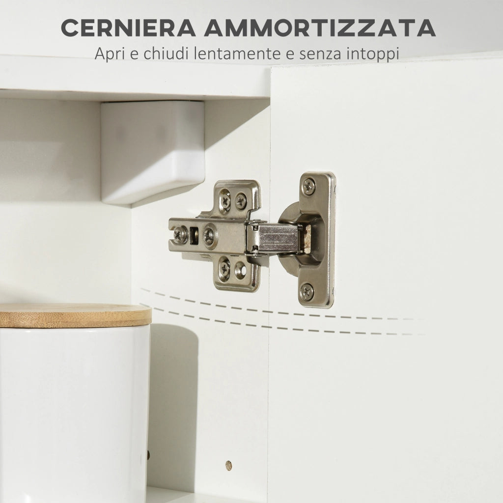 Armadio a Specchio da Bagno in Truciolato e Vetro con 4 Ripiani Regolabili e Design a Muro, 48x15x45 cm, Bianco