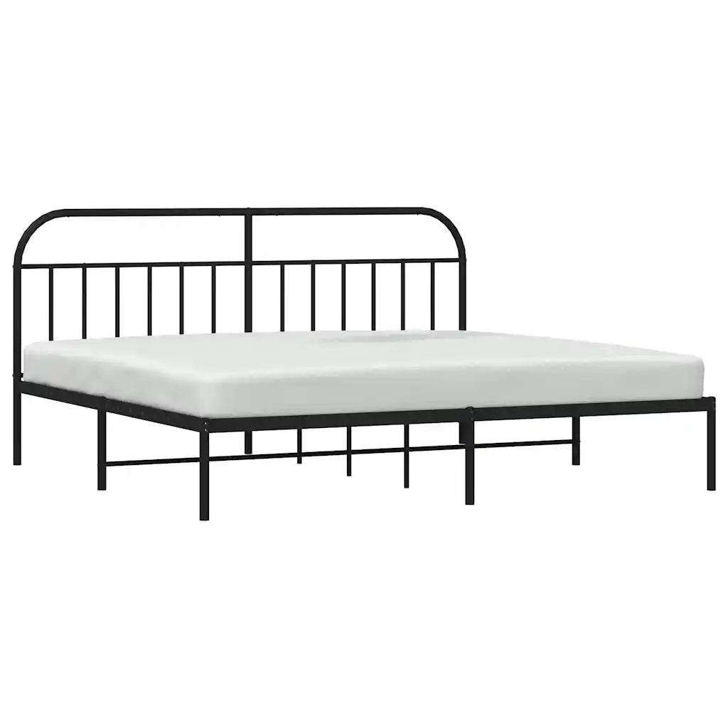 Giroletto con Testiera-Struttura Letto con testiera in Metallo Nero 200x200 cm 143324