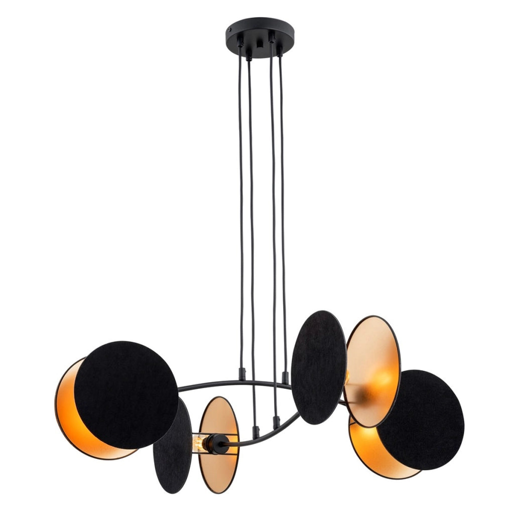 Lampada a sospensione MOTIF in acciaio nero e oro