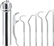 Set di Spazzolini da Denti - RVS - 8 pezzi - Mini Spazzolini da Denti conica - Set di Spazzolini da Denti RVS - Incluso Uncino - Uncino da Denti - Pulizia e Curatela Dentale - Raschietto - Indossabile