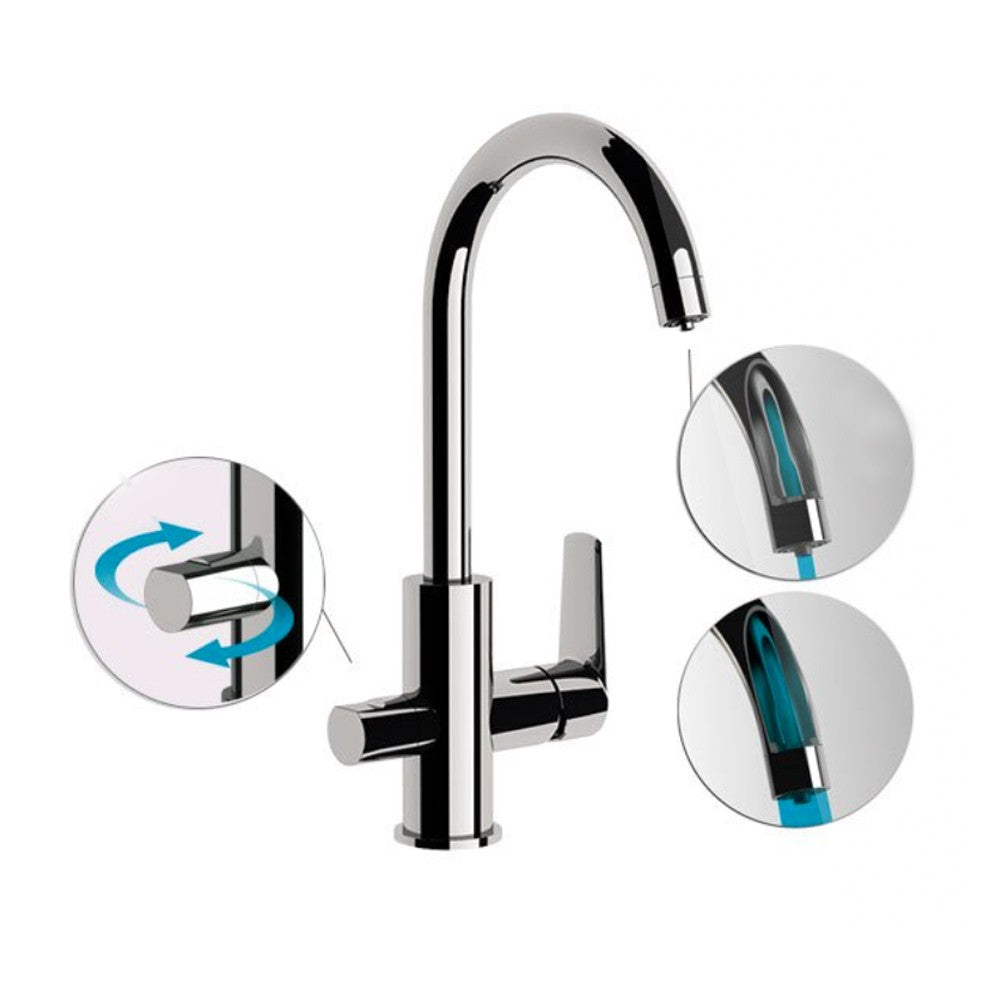 Rubinetto lavello cucina a tre vie di ingresso - serie vanity