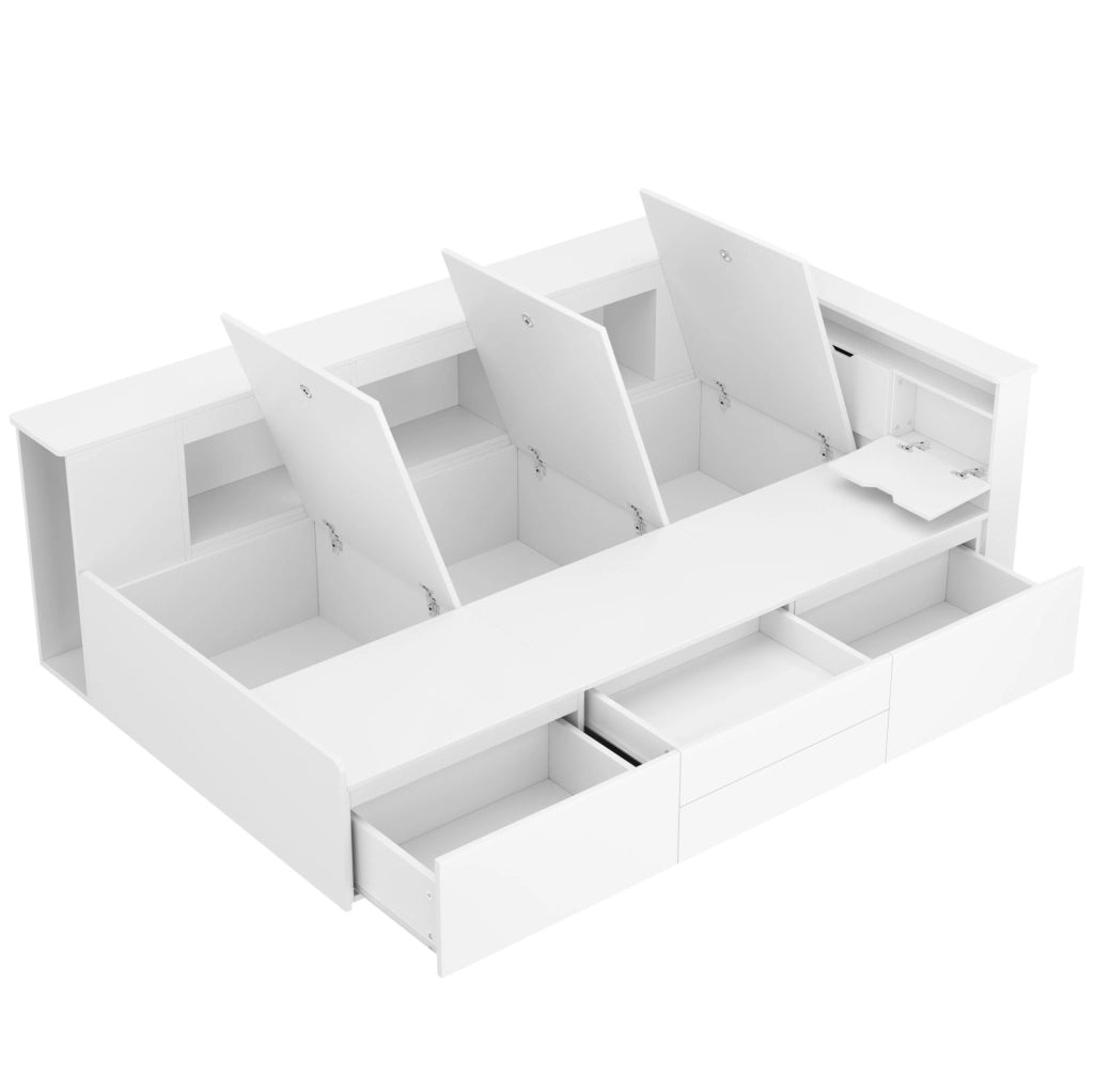 Letto singolo per bambini 90x200 cm con contenitore bianco