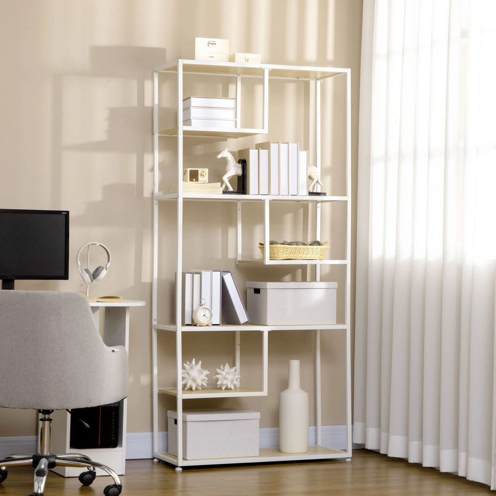 Libreria scaffale a 7 livelli stile industriale ¨C zephmum ¨C quercia 83x34x180 cm