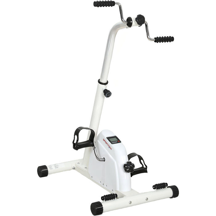 Cyclette per Riabilitazione Braccia e Gambe con Altezza e Resistenza Regolabili Display LCD Bianco