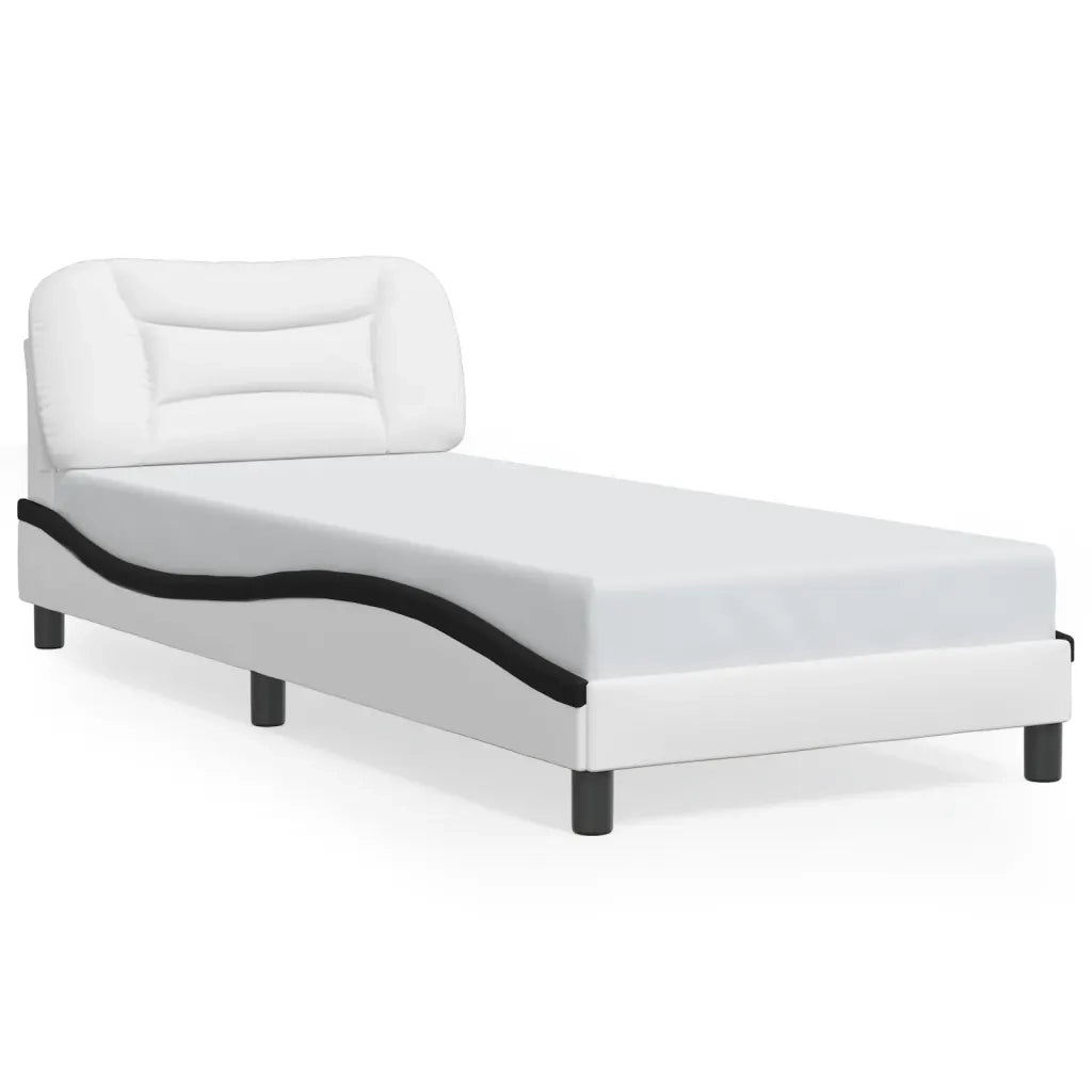 Giroletto con LED senza Materasso-Struttura Letto Hvar Bianco e Nero 90x190 cm