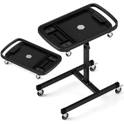 Vassoio per attrezzi 2-in-1 regolabile in altezza con vassoio per parti rimovibile, Carrello porta attrezzi su ruote Nero-Deposito utensili Tool