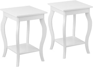 Comodino, Comodino da Divano a 2Livelli, Tavolino per la Camera da Letto, Capacità di peso di 17 kg, 40 x 40 x 60 cm (2, bianco)