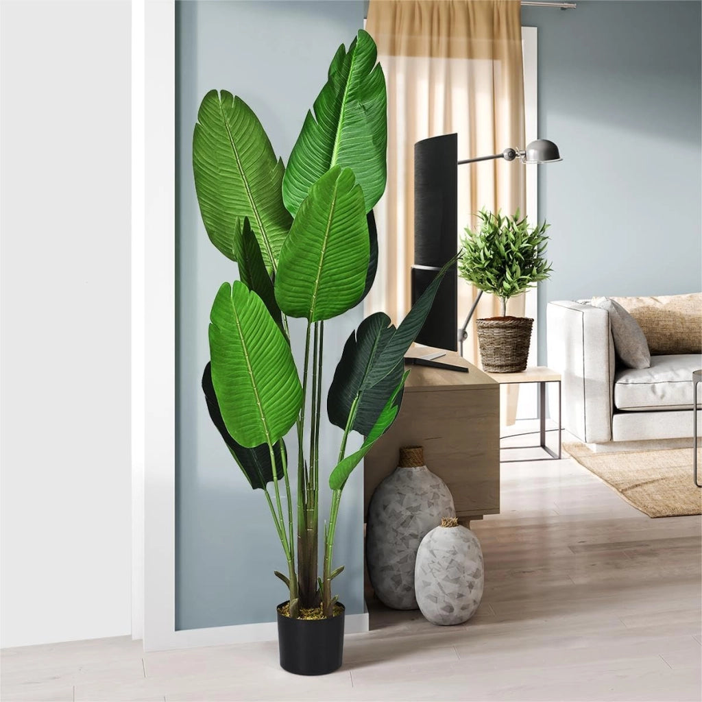 Pianta artificiale, palma artificiale, 110 cm, pianta da interno in vaso, albero artificiale, grande pianta decorativa per giardino, soggiorno e ufficio