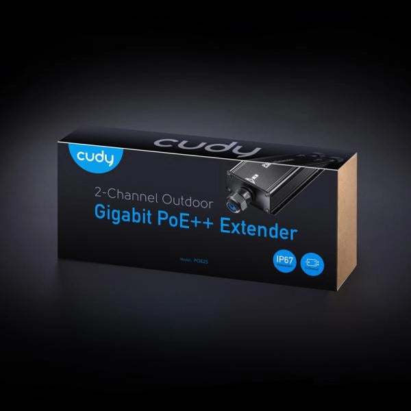 Extender Ripetitore PoE Gigabit da Esterno IP67 a 2 Canali, POE25