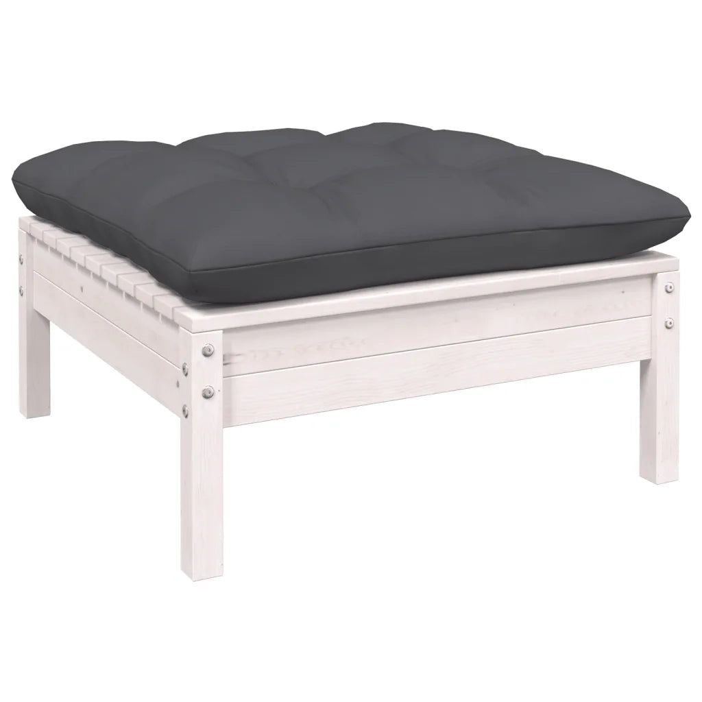 Set Divani da Giardino 5 pz con Cuscini Bianchi Legno di Pino 3096335
