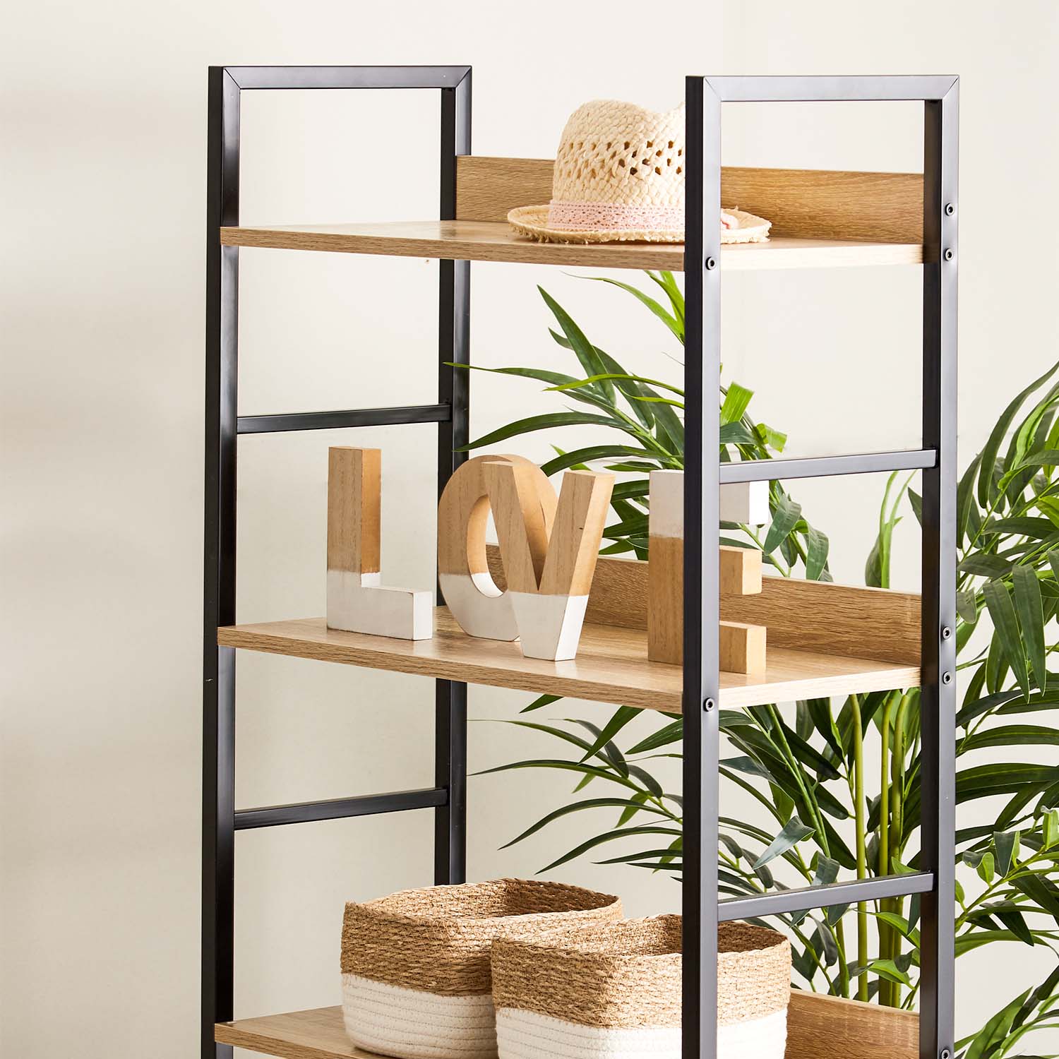 Tucson  - libreria in legno e metallo a 4 ripiani 60x27,6x126 cm