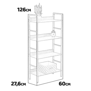 Tucson  - libreria in legno e metallo a 4 ripiani 60x27,6x126 cm