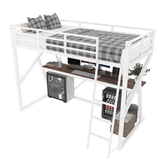 Letto a soppalco - Xylo - 90x200 cm scrivania bianco