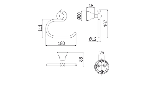 Portarotolo curvo Raffaella - Inda