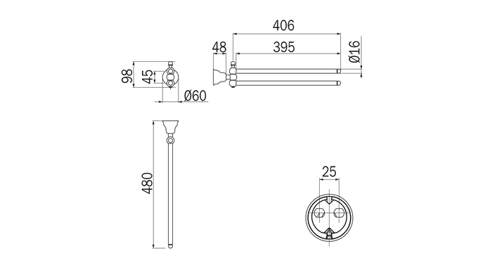 Portasalviette doppio a snodo cromo Raffaella - Inda