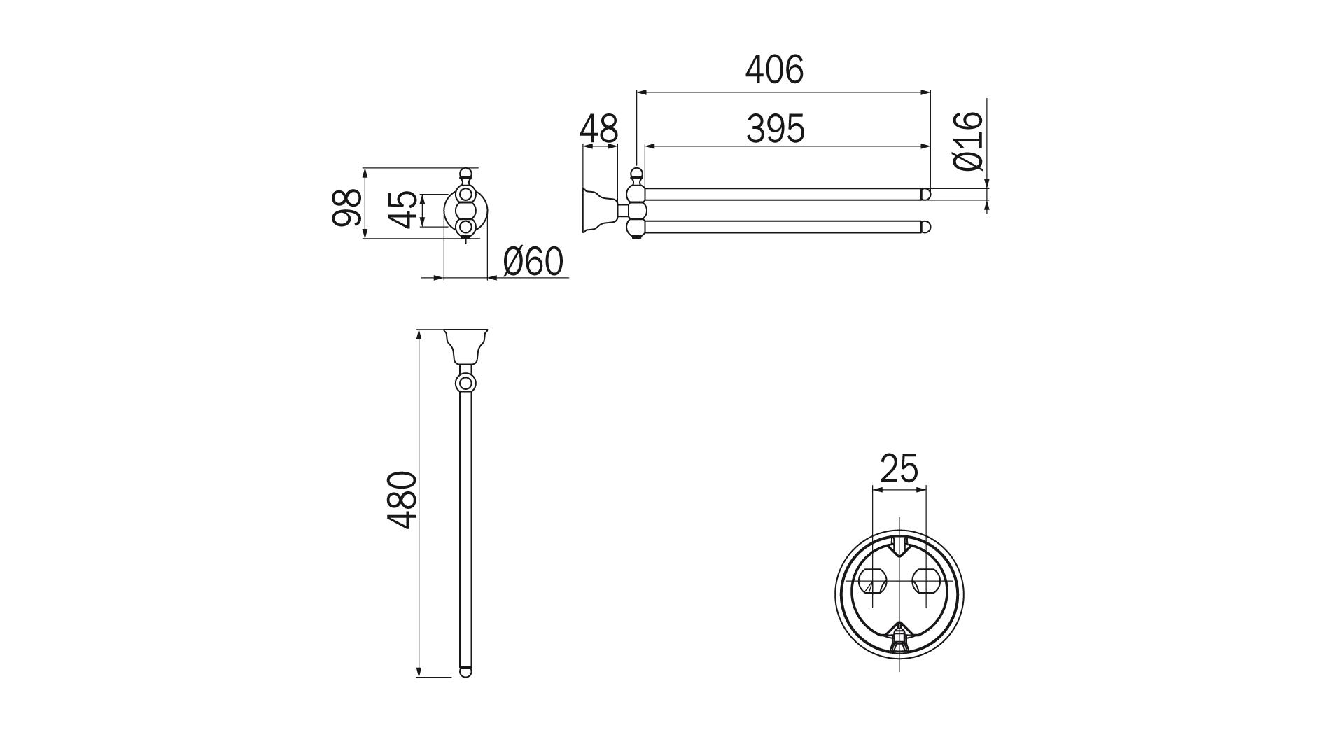 Portasalviette doppio a snodo cromo Raffaella - Inda