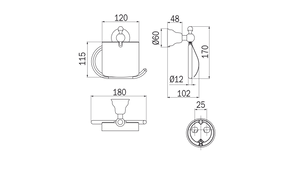 Portarotolo con coperchio cromo Raffaella - Inda