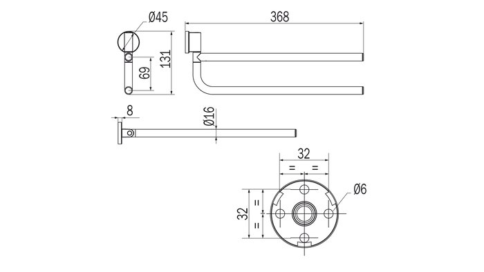 Portasalviette doppio a snodo serie One - Inda Finitura:: Oro Rosa