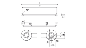 Portasalviette serie One - Inda Misure:: 45 cm, Finitura:: Oro Rosa