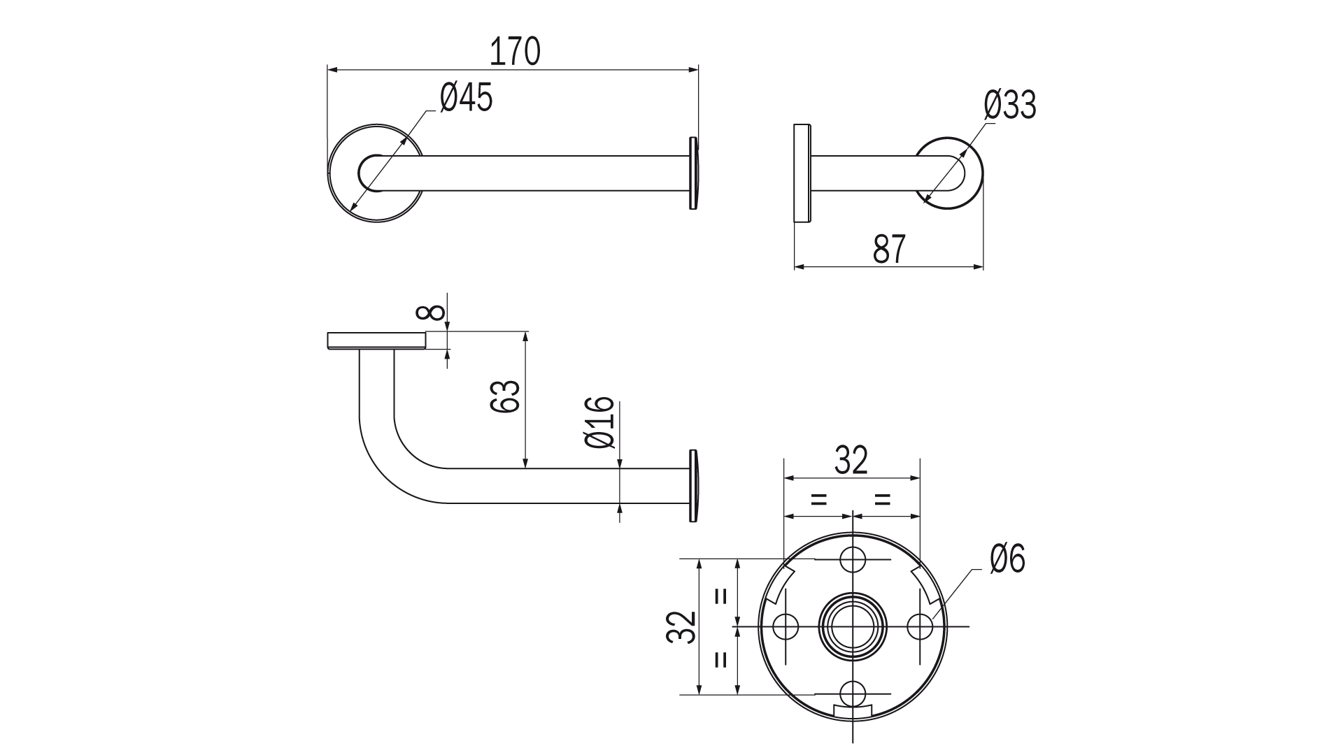 Portarotolo destro One - Inda Finitura:: Cromo Nero spazzolato