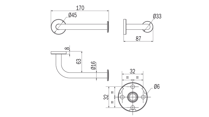 Portarotolo destro One - Inda Finitura:: Nero Opaco