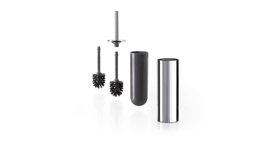 Portascopino da parete o da appoggio One scopino grigio - Inda Finitura:: Cromo Nero spazzolato