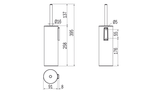 Portascopino da parete o da appoggio One scopino grigio - Inda Finitura:: Cromo