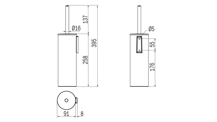 Portascopino da parete o da appoggio One scopino grigio - Inda Finitura:: Cromo