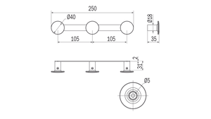 Appendiabiti triplo serie One - Inda Finitura:: Cromo Nero spazzolato