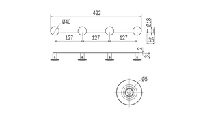 Appendiabiti quadruplo serie One - Inda Finitura:: Nero Opaco