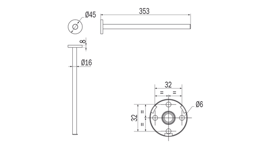 Portasalviette fisso a bandiera serie One - Inda Finitura:: Nero Opaco
