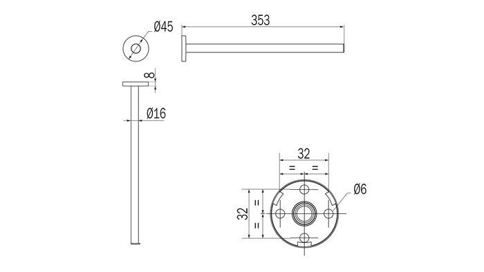 Portasalviette fisso a bandiera serie One - Inda Finitura:: Nero Opaco